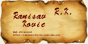 Ranisav Ković vizit kartica